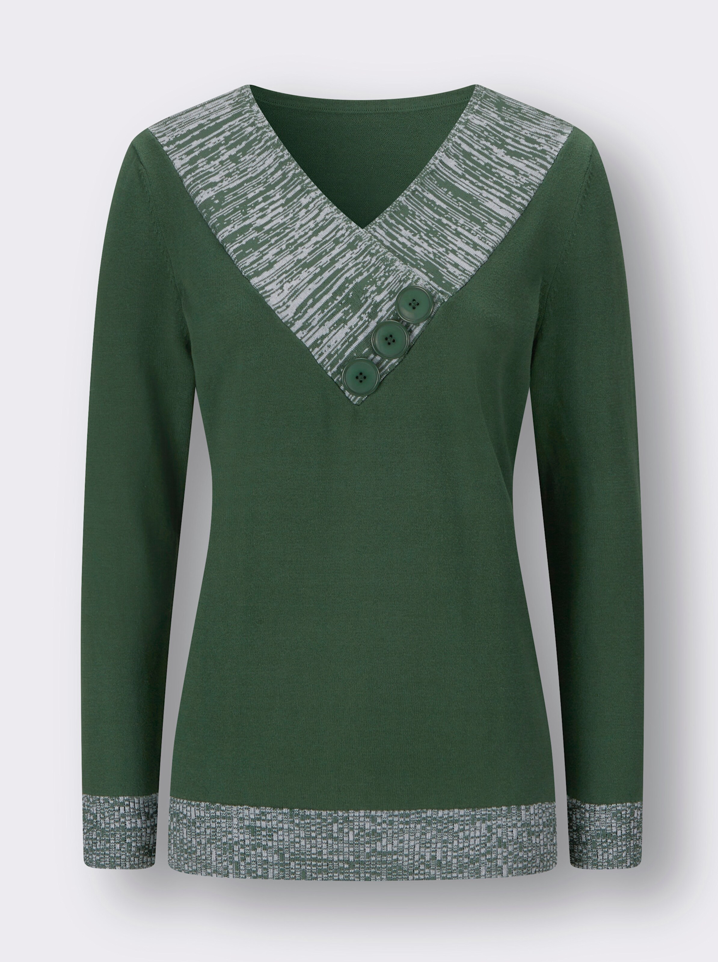 Langarm-Pullover mit Melange-Partien