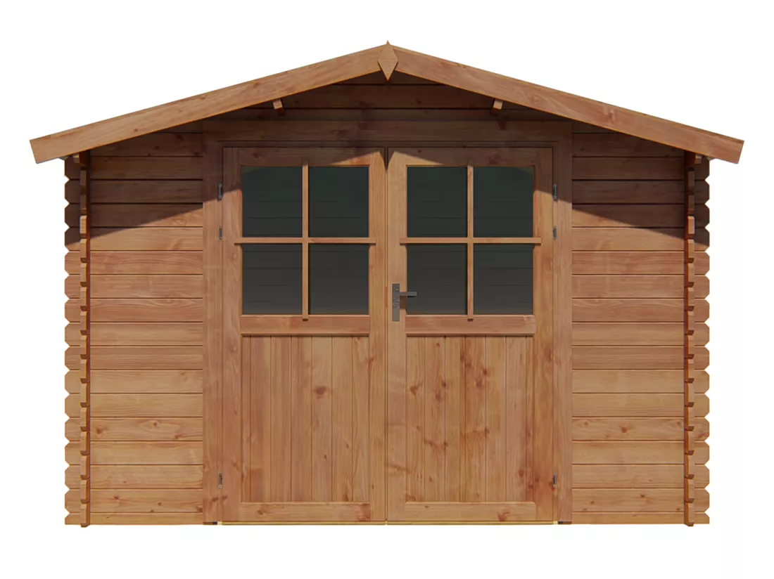 Abri de jardin en bois traité par autoclave 9,91 m² épaisseur 28 mm - HORTUSA