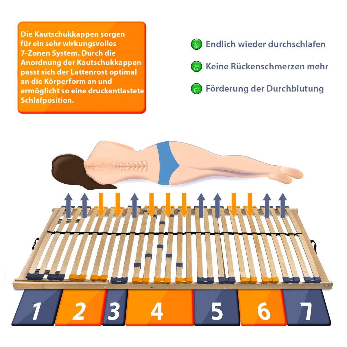 Coemo Lattenrost MULTIRA 28 Federleisten Kopfteil verstellbar 70 x 200 cm