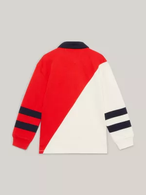 Polo de manga comprida com blocos de cores
