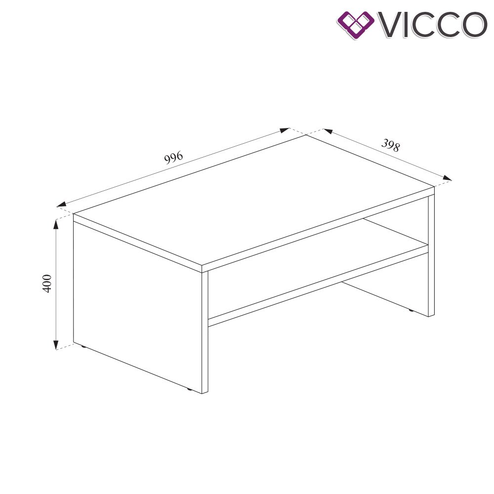 VICCO Couchtisch Weiß Beton Optik Wohnzimmer Sofatisch Kaffeetisch Tisch