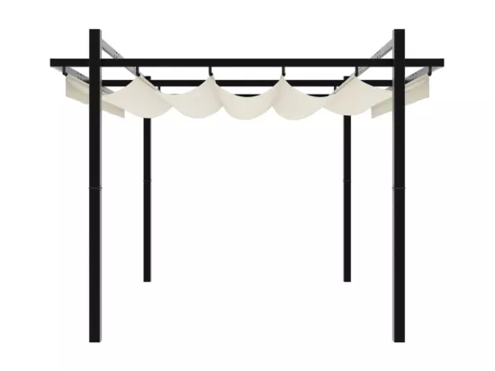 Tonnelle de jardin avec toit rétractable crème 3x3 m aluminium