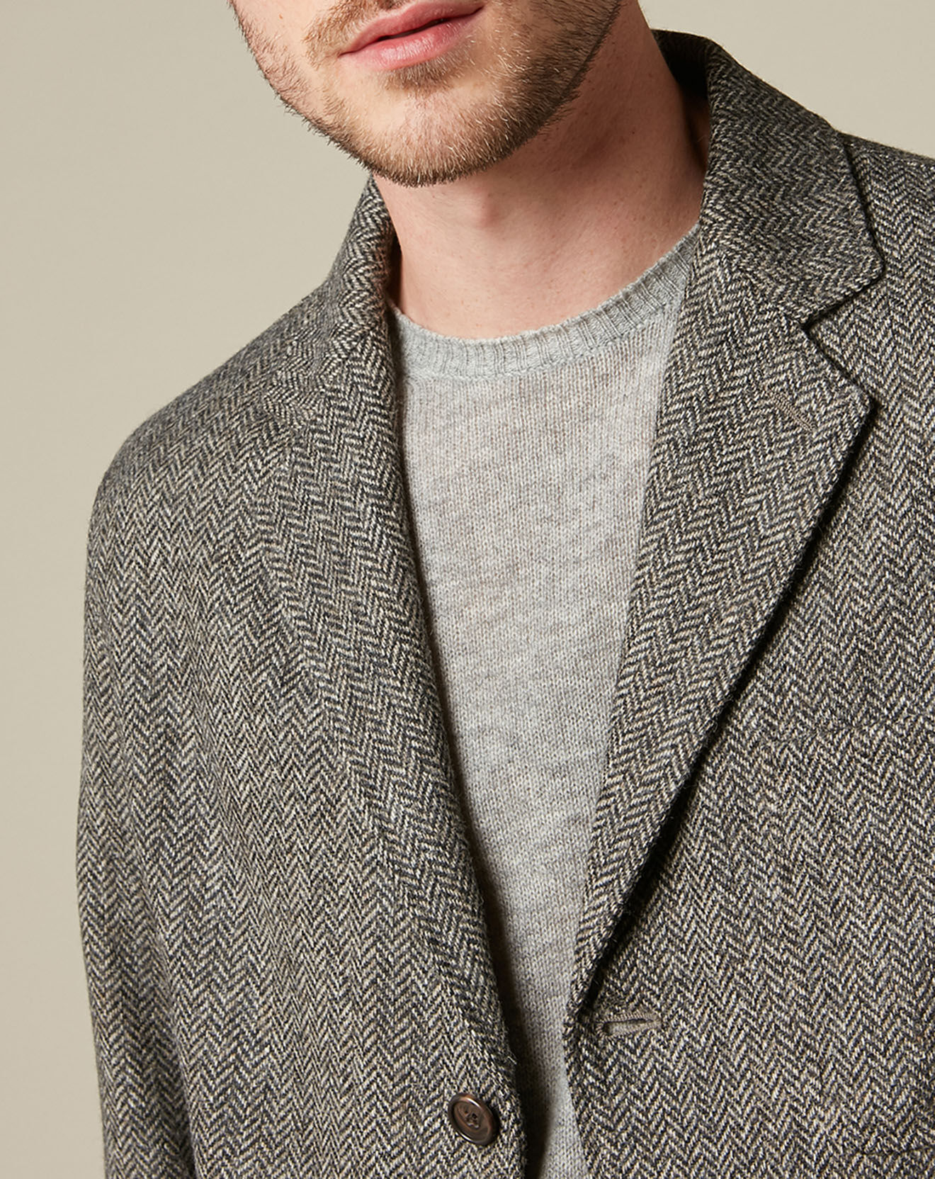 Hartford Veste 100% Laine Jag motifs chevrons beige/charbon