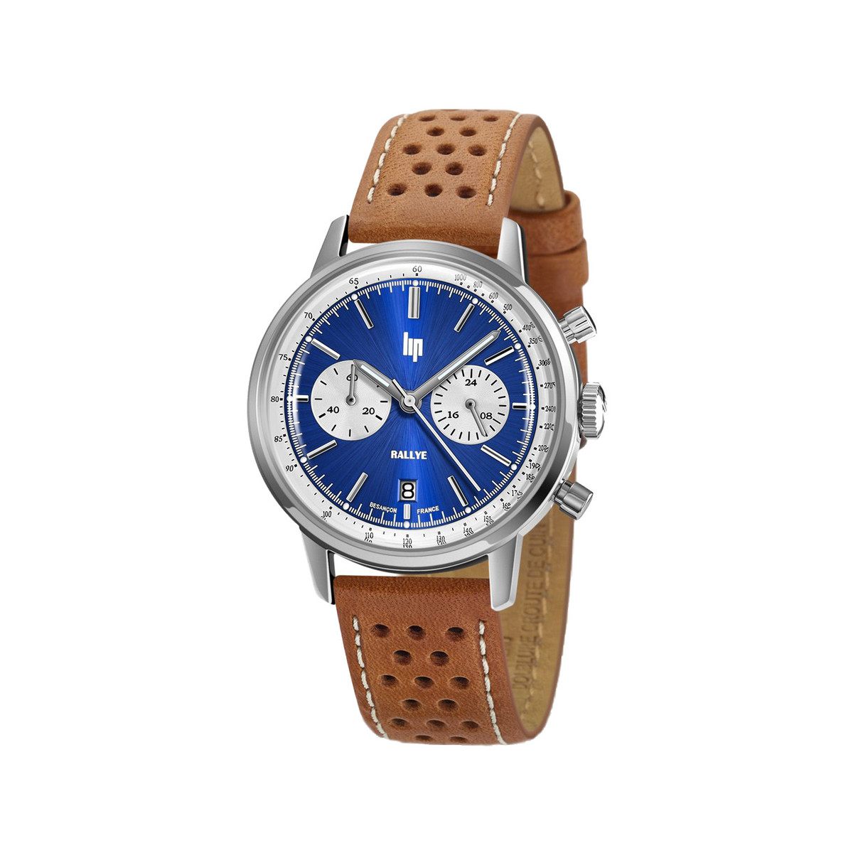 Montre Lip homme chronographe acier cuir marron