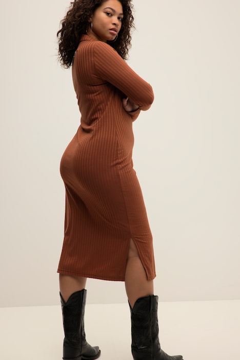 Jersey-Midikleid, Slim Shape, Langarm