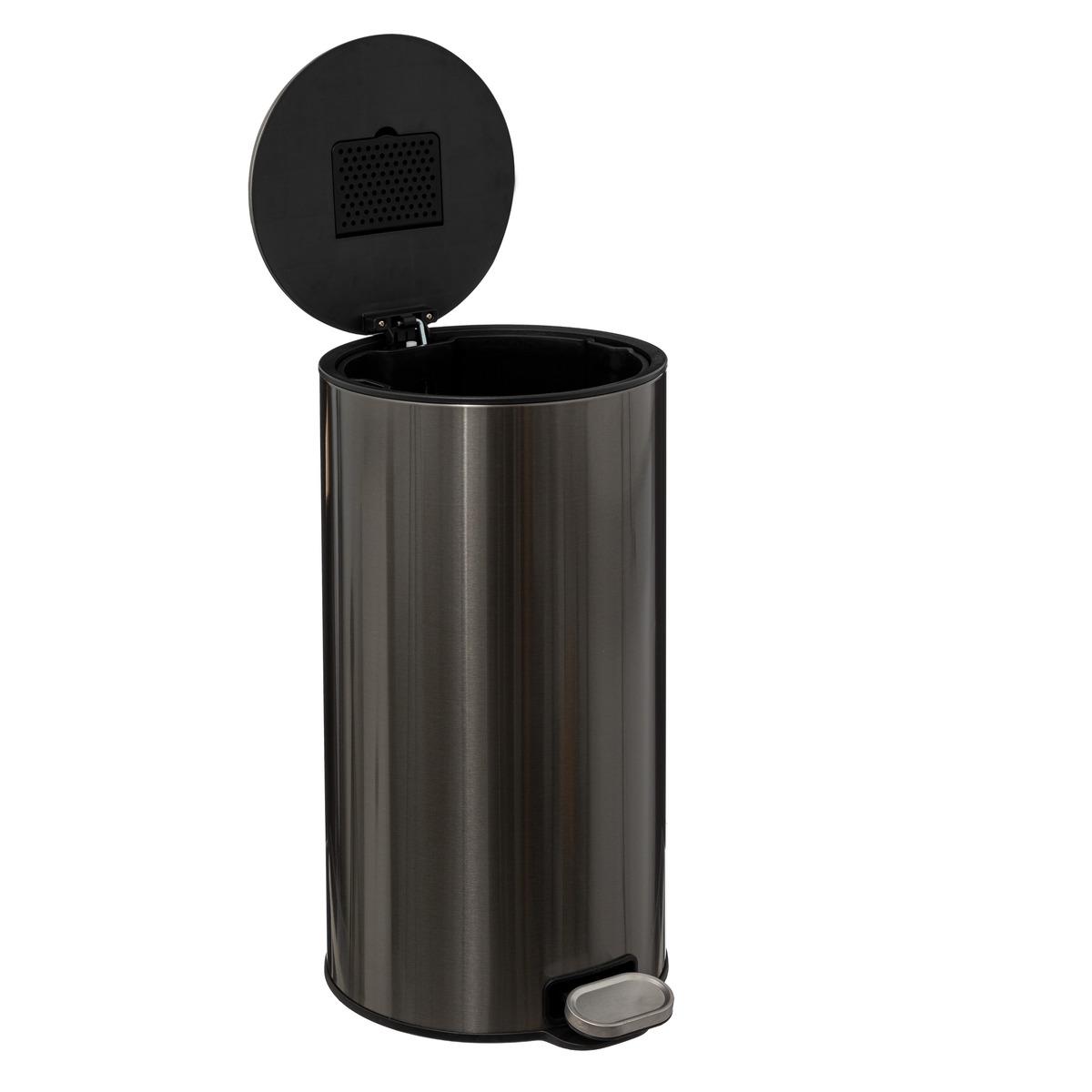 POUBELLE METAL 30L INOX NOIR DELTA