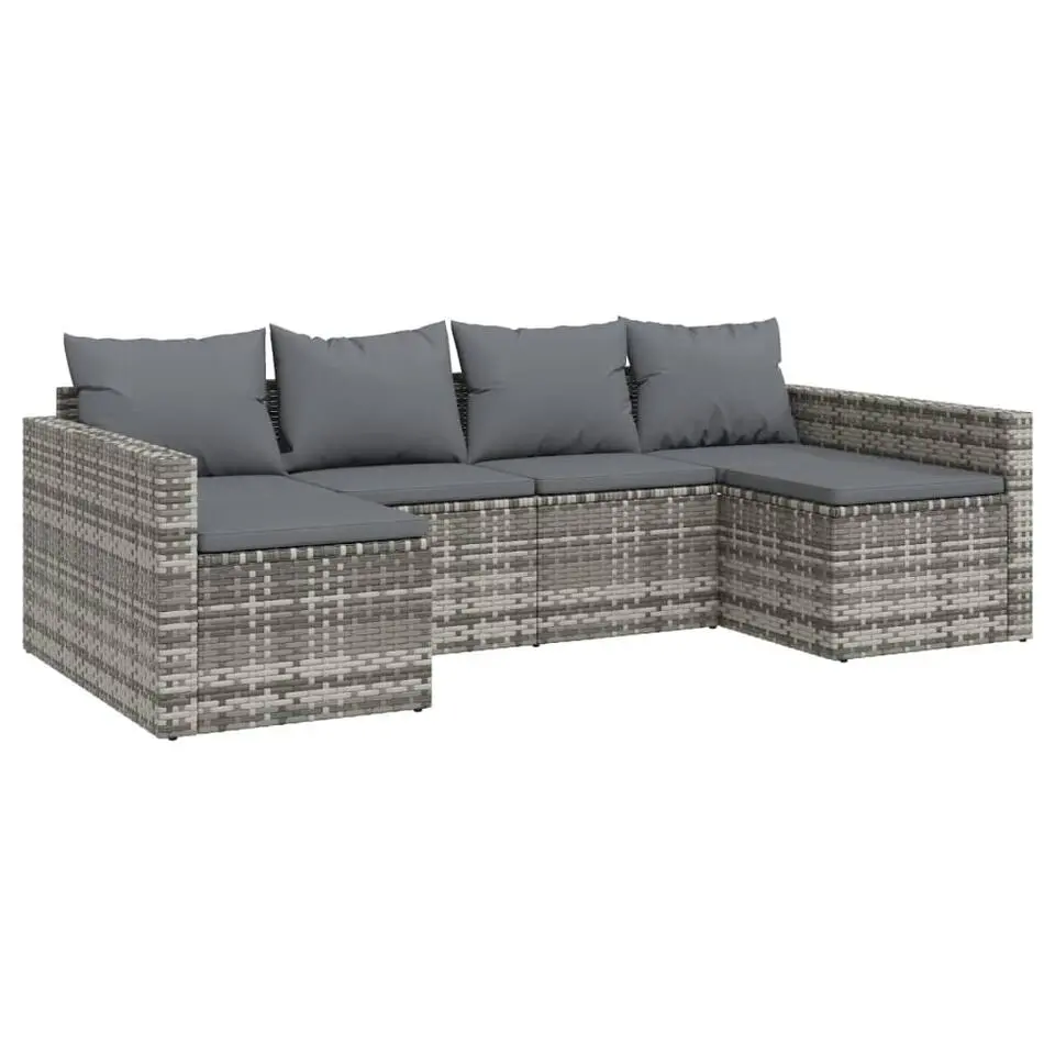 vidaXL - Loungeset - Grijs - Poly rattan - 2 stuks -Met kussens