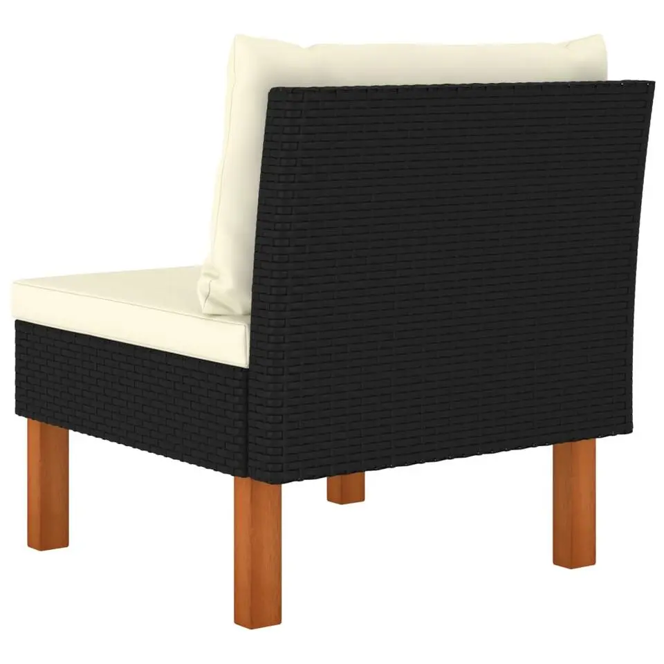 vidaXL - Loungeset - Zwart - Poly rattan en massief eucalyptushout - 3 stuks