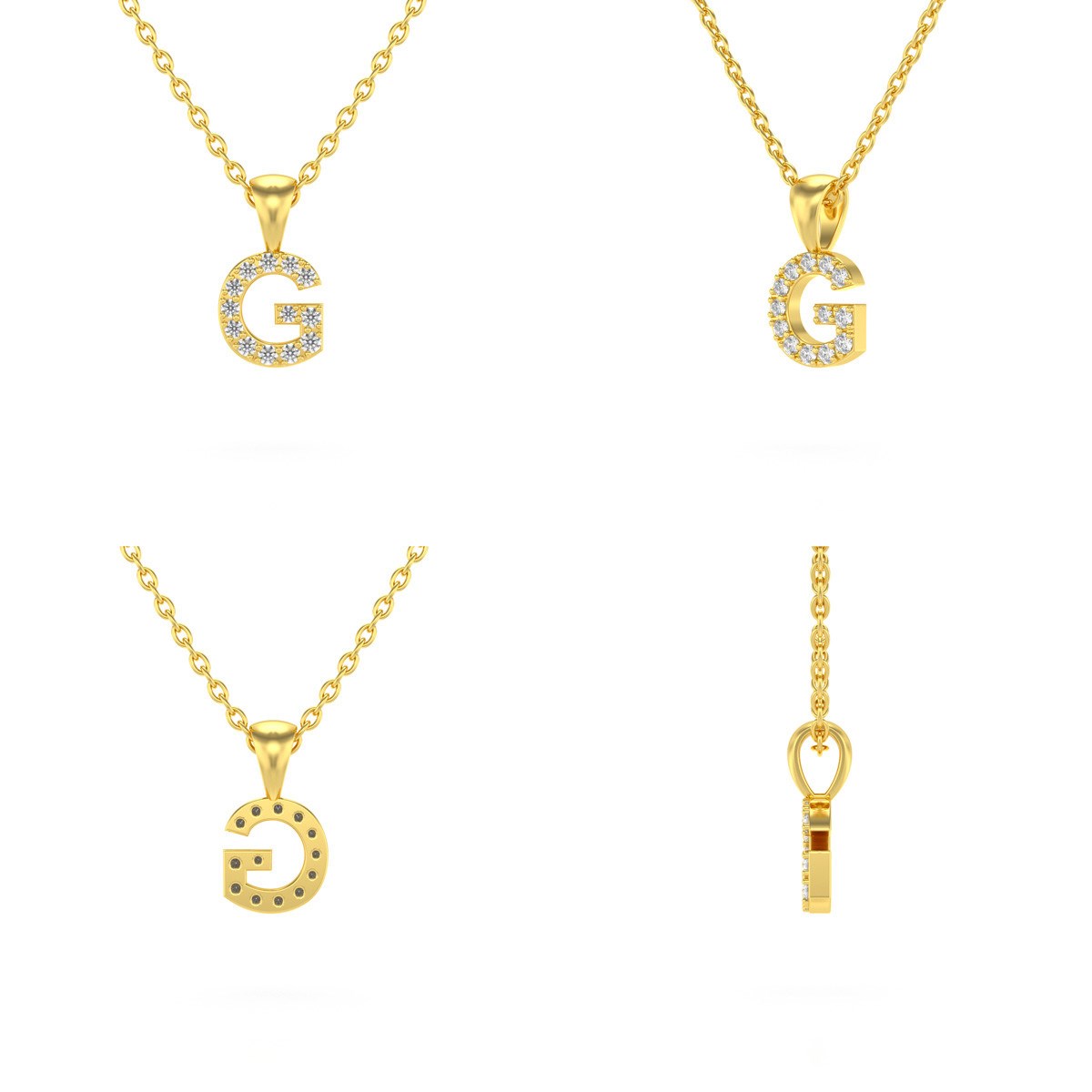 Collier Pendentif ADEN Lettre G Or 750 Jaune Diamant Chaine Or 750 incluse 0.72grs