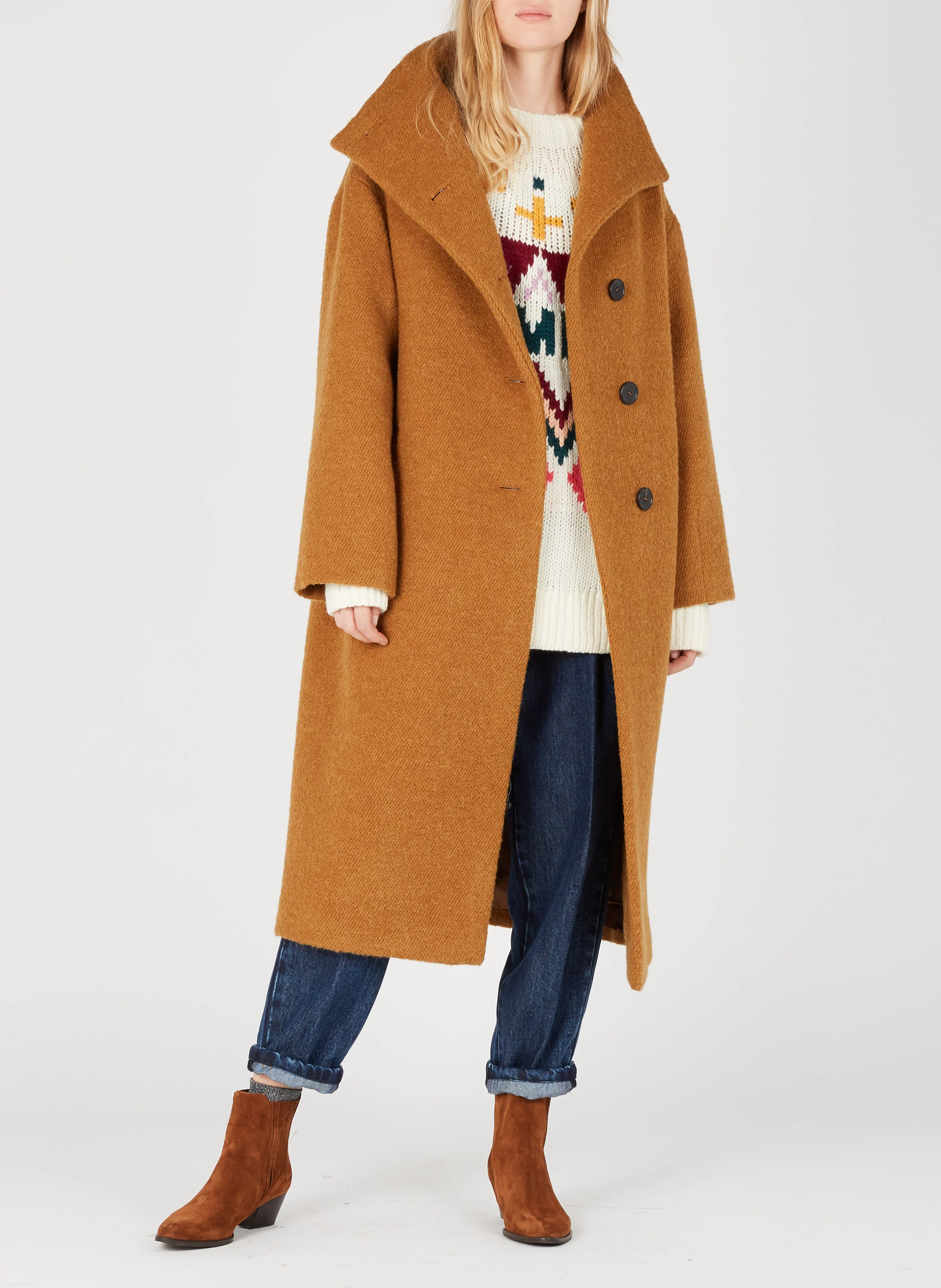 BIRMAN - Bottines western talons mi-hauts en cuir velours | Marron
