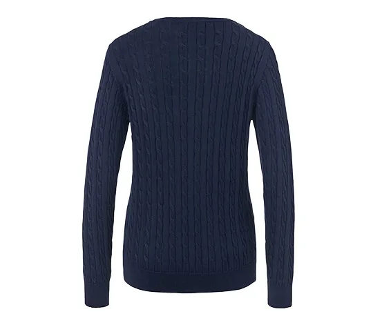 Zopfstrickpullover, dunkelblau