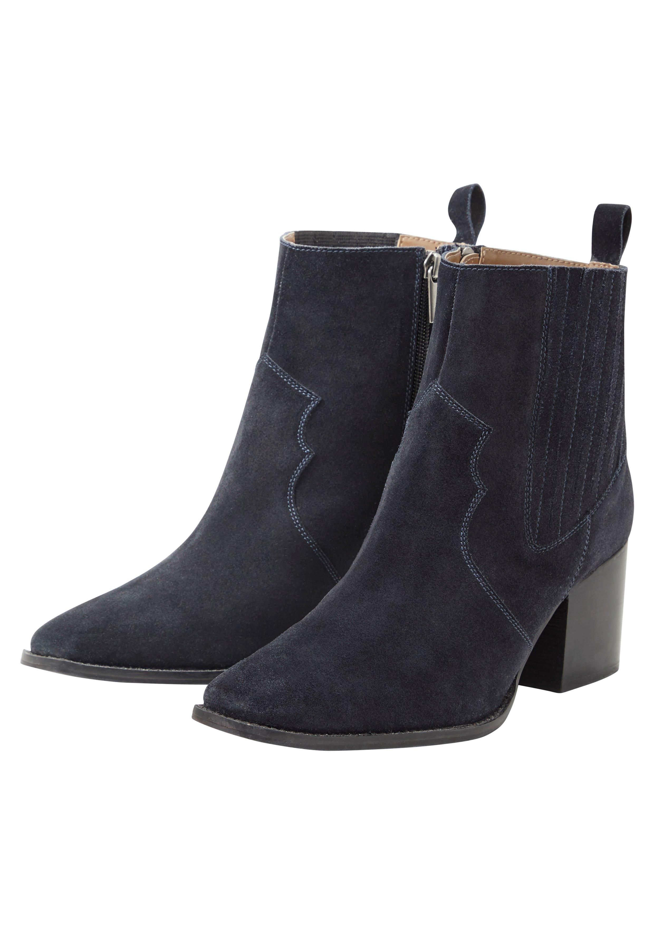 Stiefelette aus weichem Leder, mit Blockabsatz