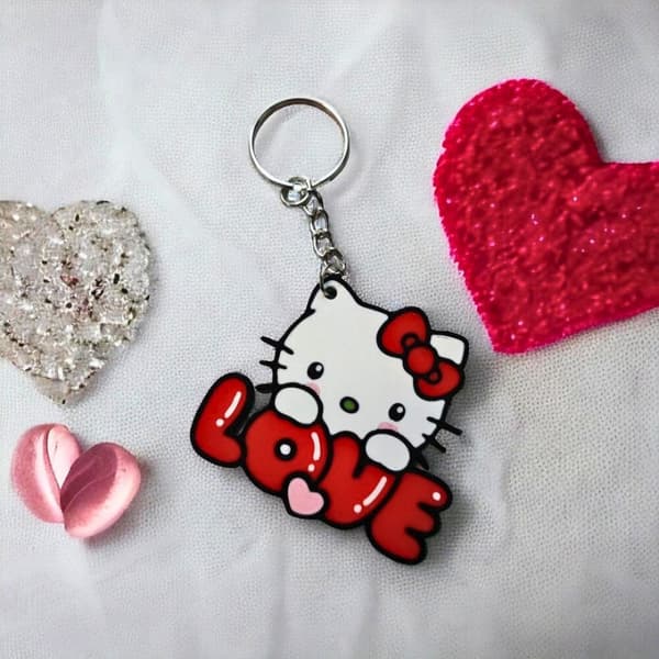 Hello Kitty nøkkelring kjede glidelås henger