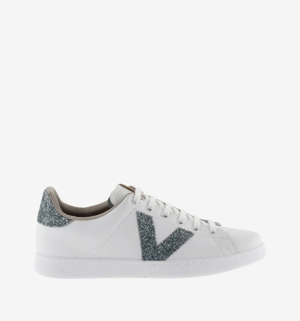 TENIS CUIR & COPEAUX GLITTER Baskets blanches en cuir et détails glitter ROYAL