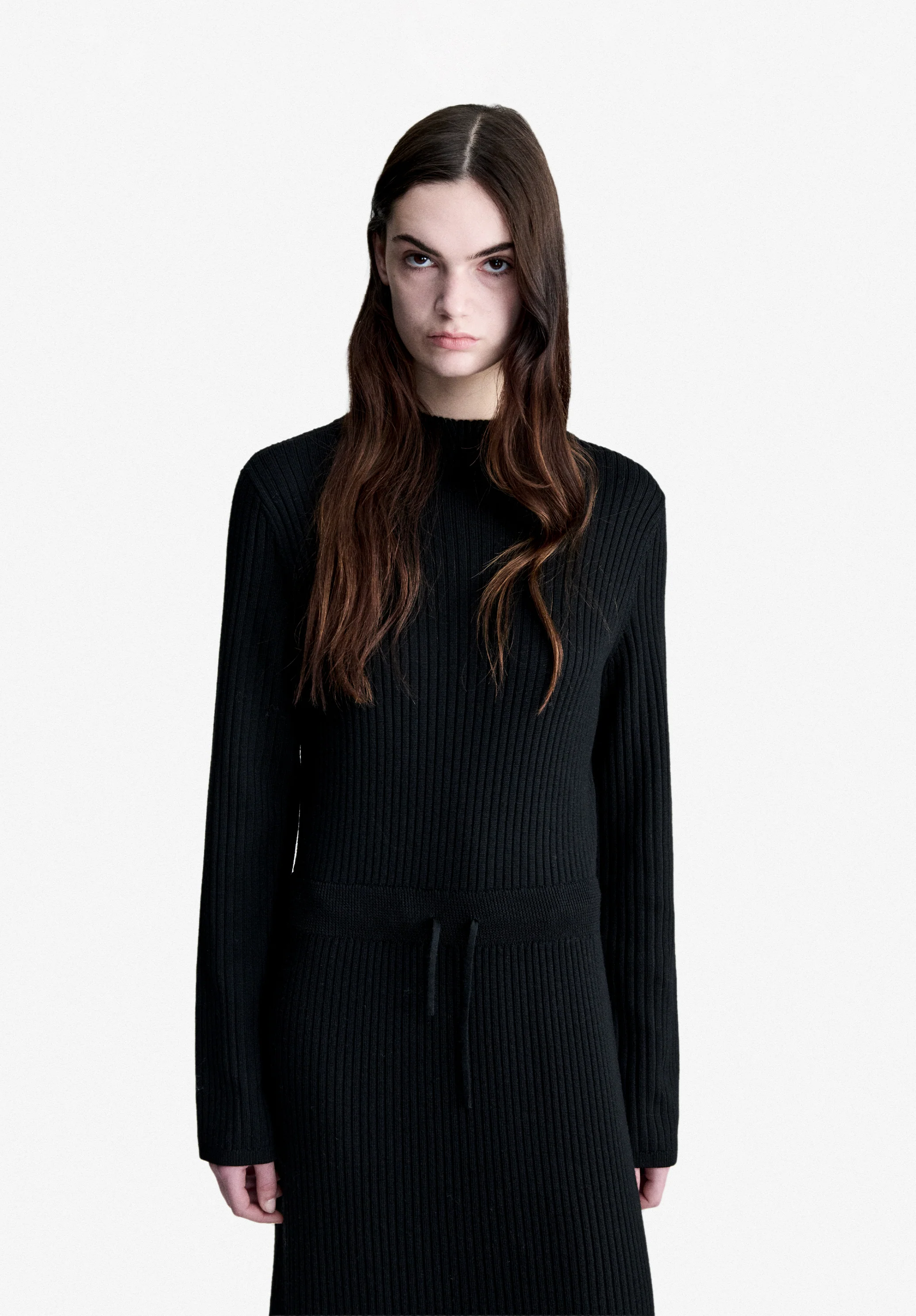 Robe longue en laine noire - Noir