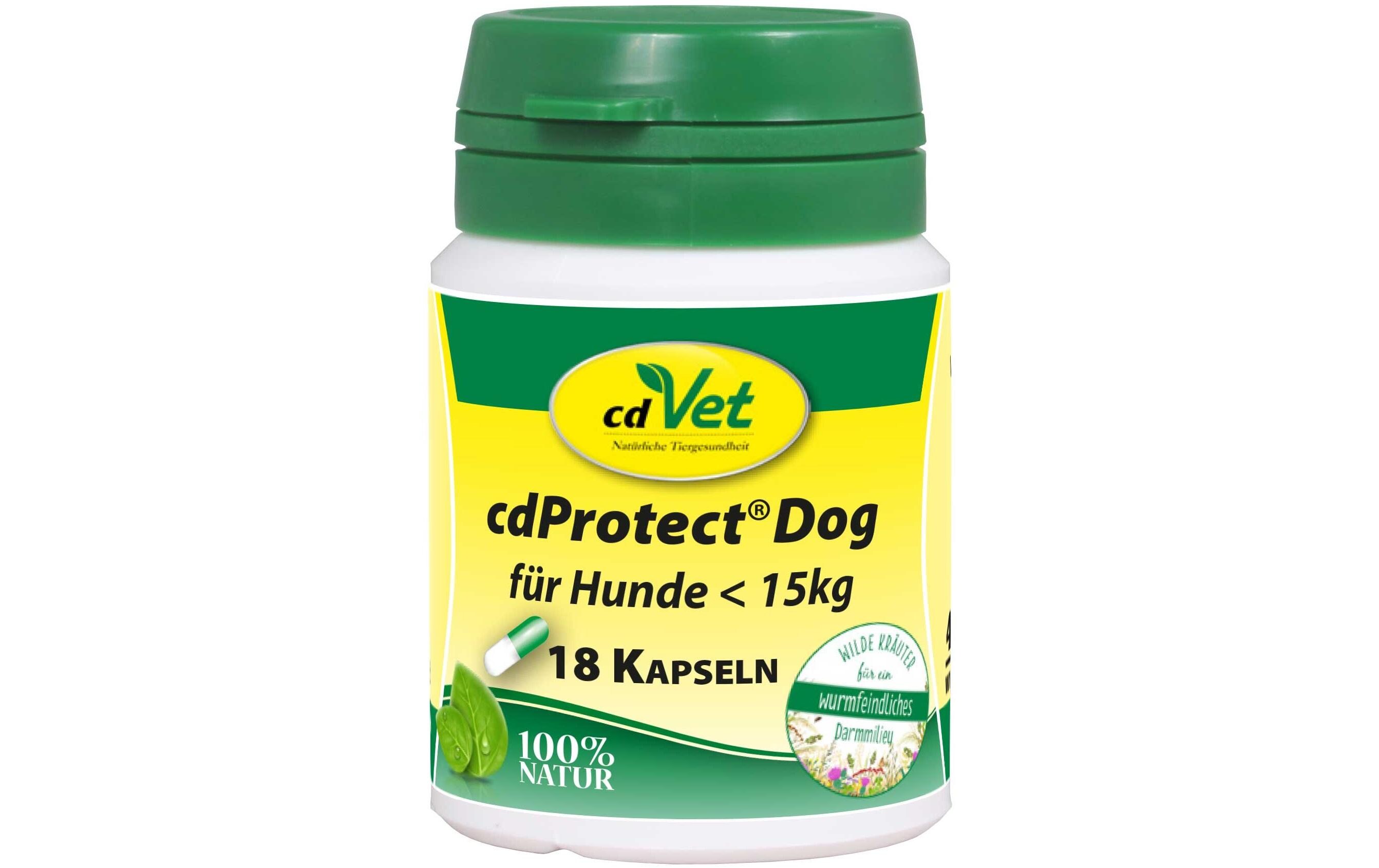 Hunde-Nahrungsergänzung cdProtect Dog, < 15 kg, 18 KapselnNahrungsergänzung für Hunde
