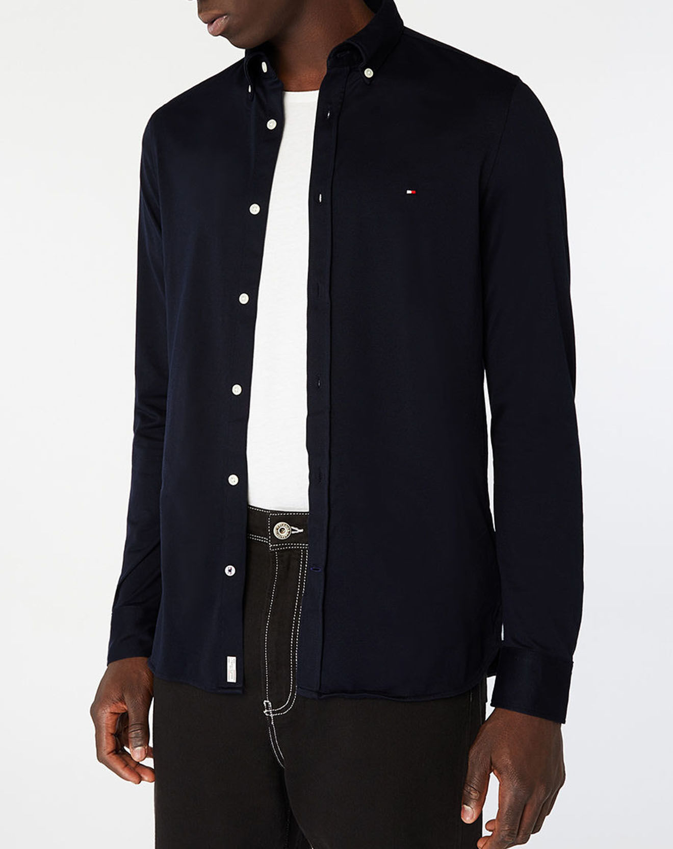 Tommy Hilfiger Chemise slim 1985 knit solid bleu marine