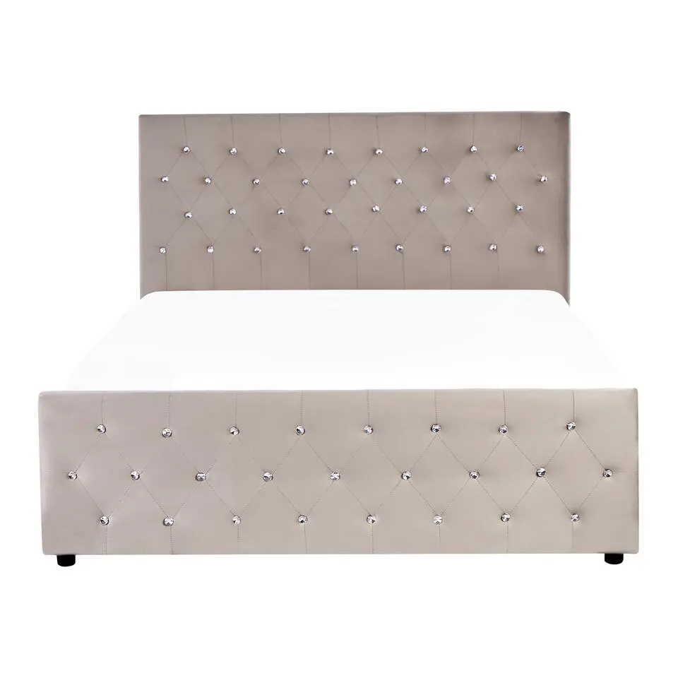 AMIENS - Bed met opbergruimte - Taupe - 140 x 200 cm - Fluweel