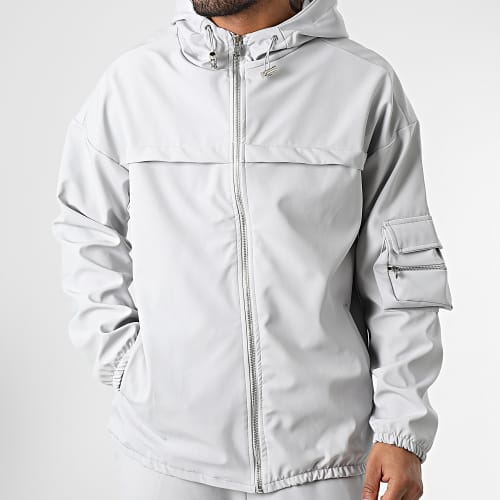 Ensemble Sweat Zippé Capuche Et Pantalon Cargo LL715 Gris
