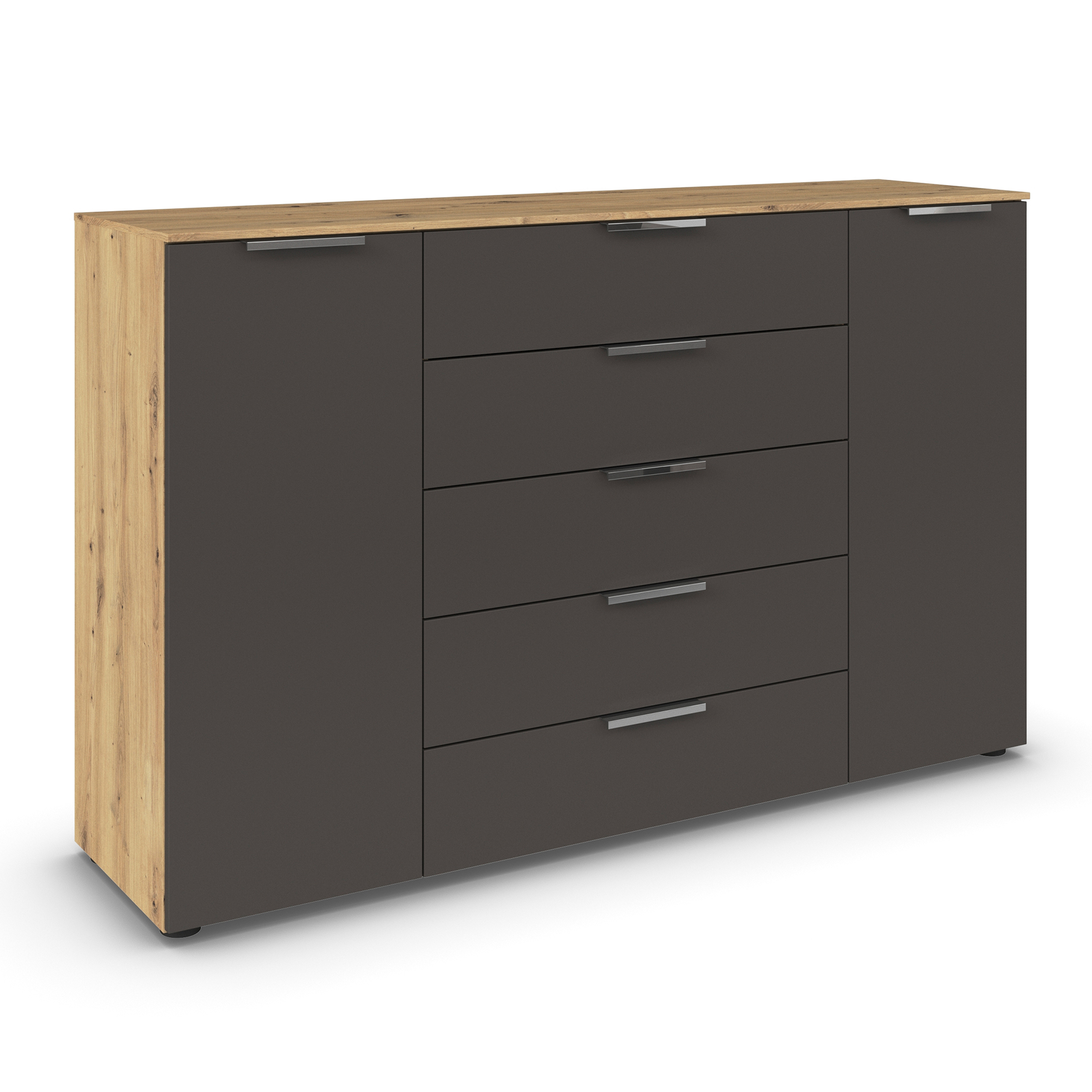 Kommode - Artisan Eiche-graphit - Chromgriffe - 160 cm
