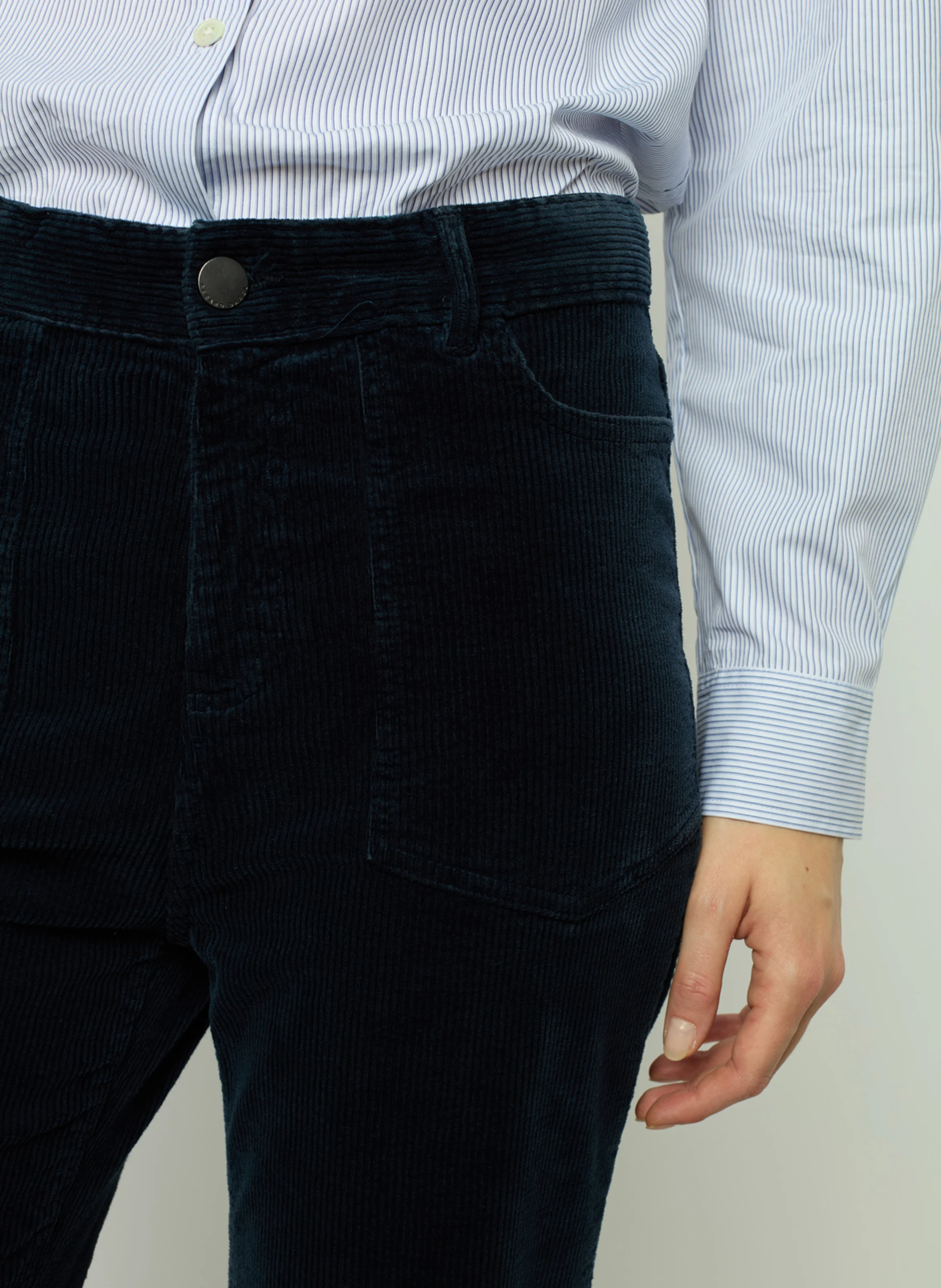 NAZIA - Pantalon droit en coton mélangé | Bleu