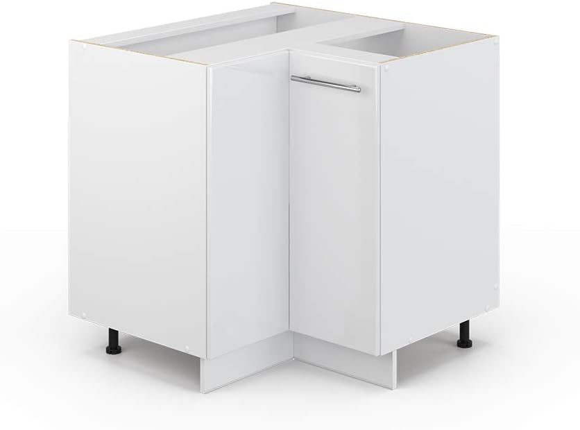 Vicco Eckunterschrank Fame-Line, Weiß Hochglanz/Weiß, 80.5 cm ohne Arbeitsplatte