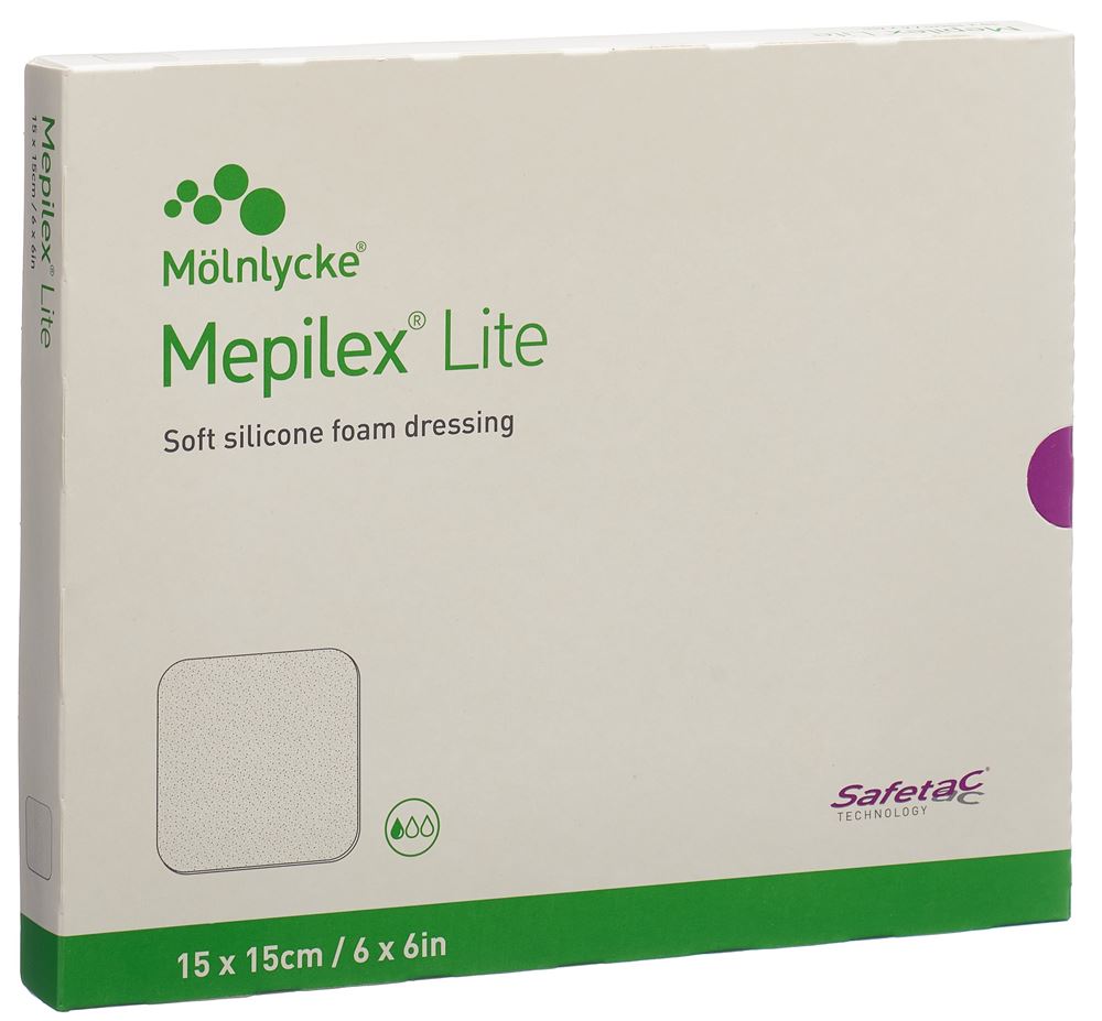 MEPILEX Lite Absorptionsverband<br>5 Stück, 15x15cm, Silikon