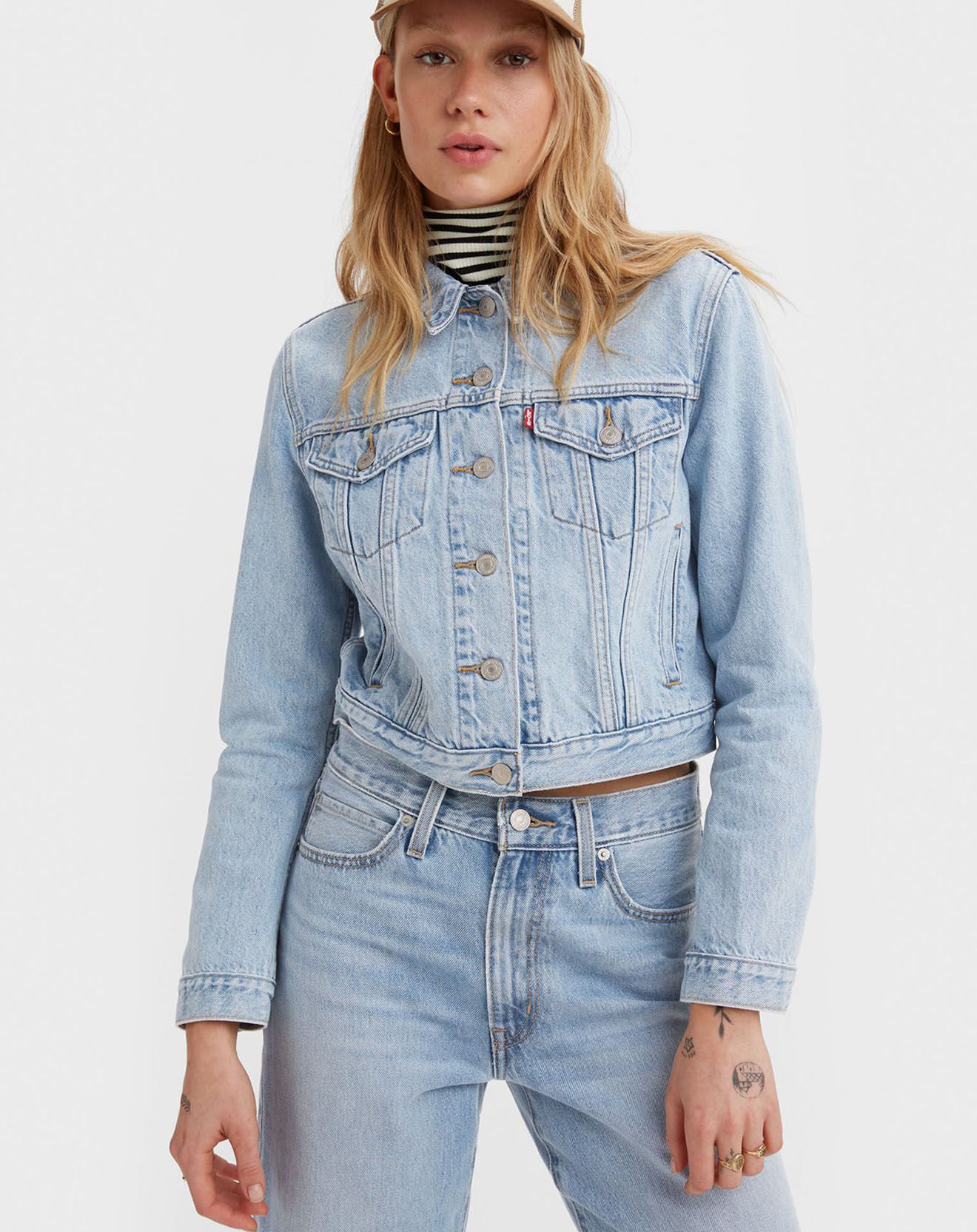 Levi's® Veste en Jean Crop Trucker bleu clair