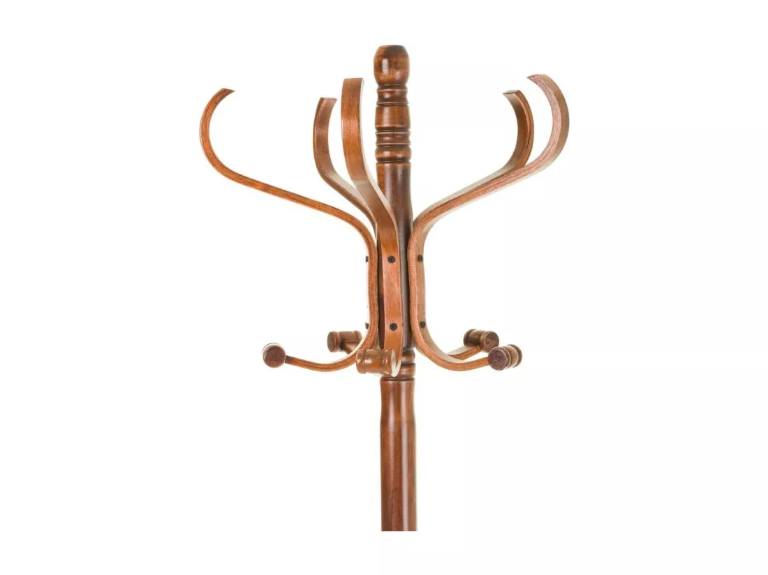 Portemanteau sur pied en bois laqué noisette 45x45x182h cm