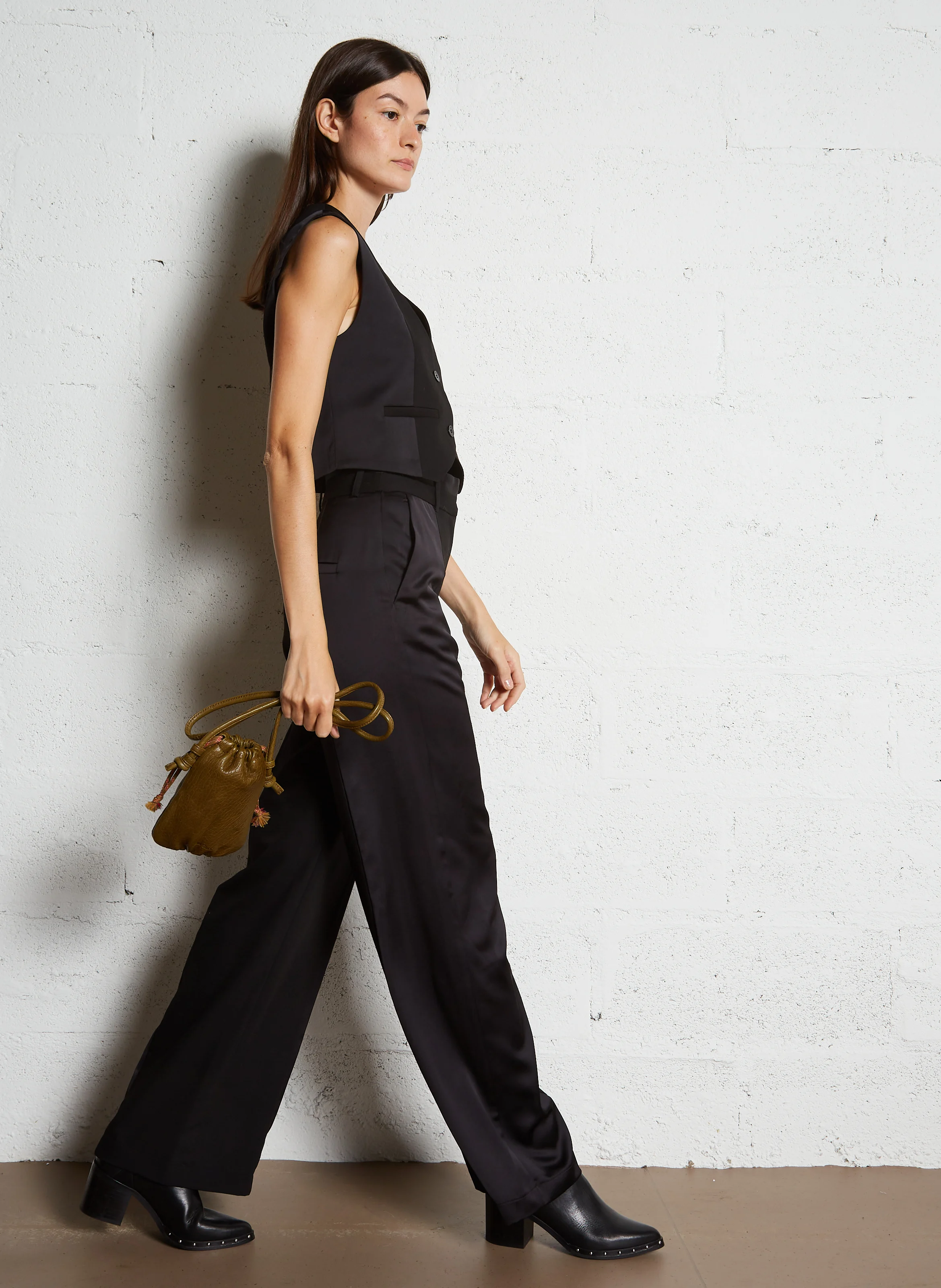 MILLI - Sac bourse en cuir craquelé | Kaki