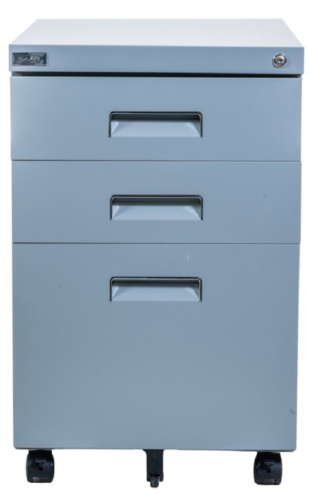 Jet-Line Büro Rollcontainer 3 Schubladen Hängeregistratur abschliessbar PAUL grau Bürocontainer
