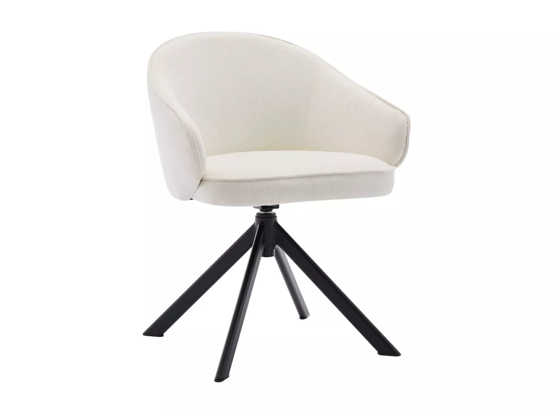 Chaise pivotante avec accoudoirs en tissu texturé et métal noir - Crème - VEXONI de Pascal Morabito