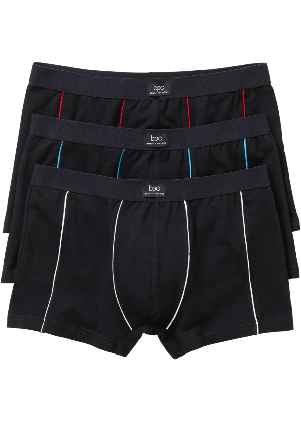 Lot de 3 boxers coutures colorées