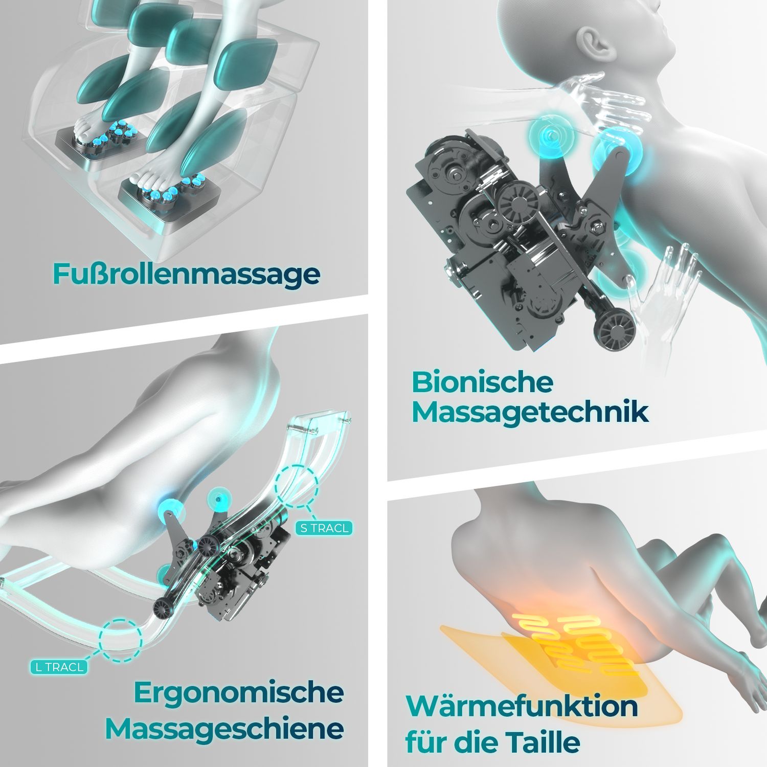 NAIPO Massagesessel Shiatsu Zero-Gravity Massagestuhl Wärmetherapie 3D Surround-Sound USB