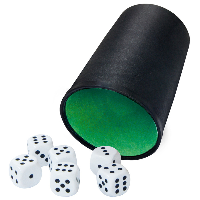Würfelbecher-Set mit 6 Würfeln