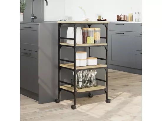 Chariot de cuisine chêne sonoma 45x35x89,5 cm bois d'ingénierie