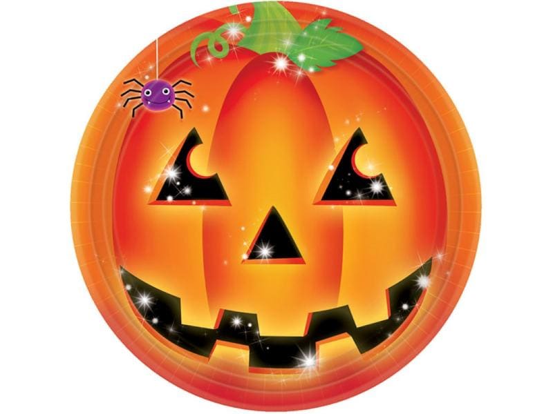 Amscan Einweggeschirr Teller Kürbis 1 Stück Kürbisteller für die Halloween Party