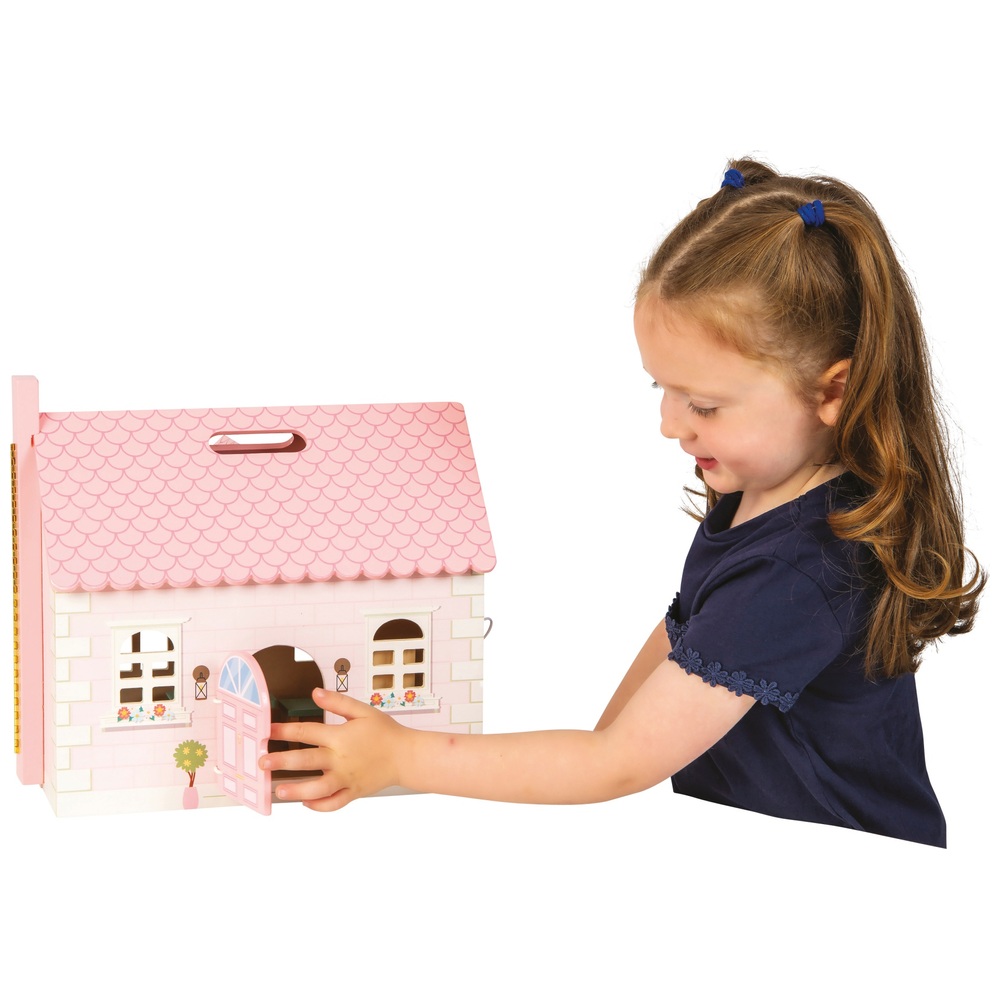 Puppenhaus aus Holz zum Zusammenklappen und Losfahren