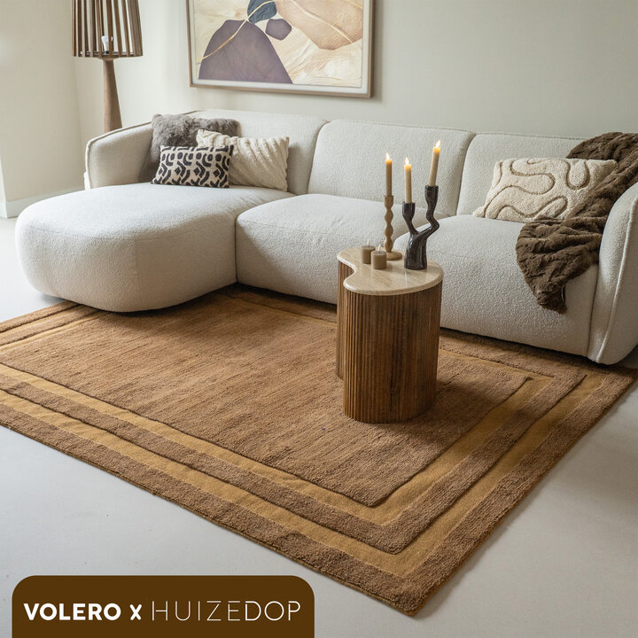 Wollen vloerkleed - Judith Border Bruin