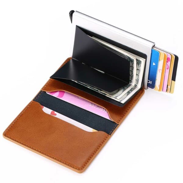 Karbonfiber pop-up-kortholder med RFID-beskyttelse PU Black