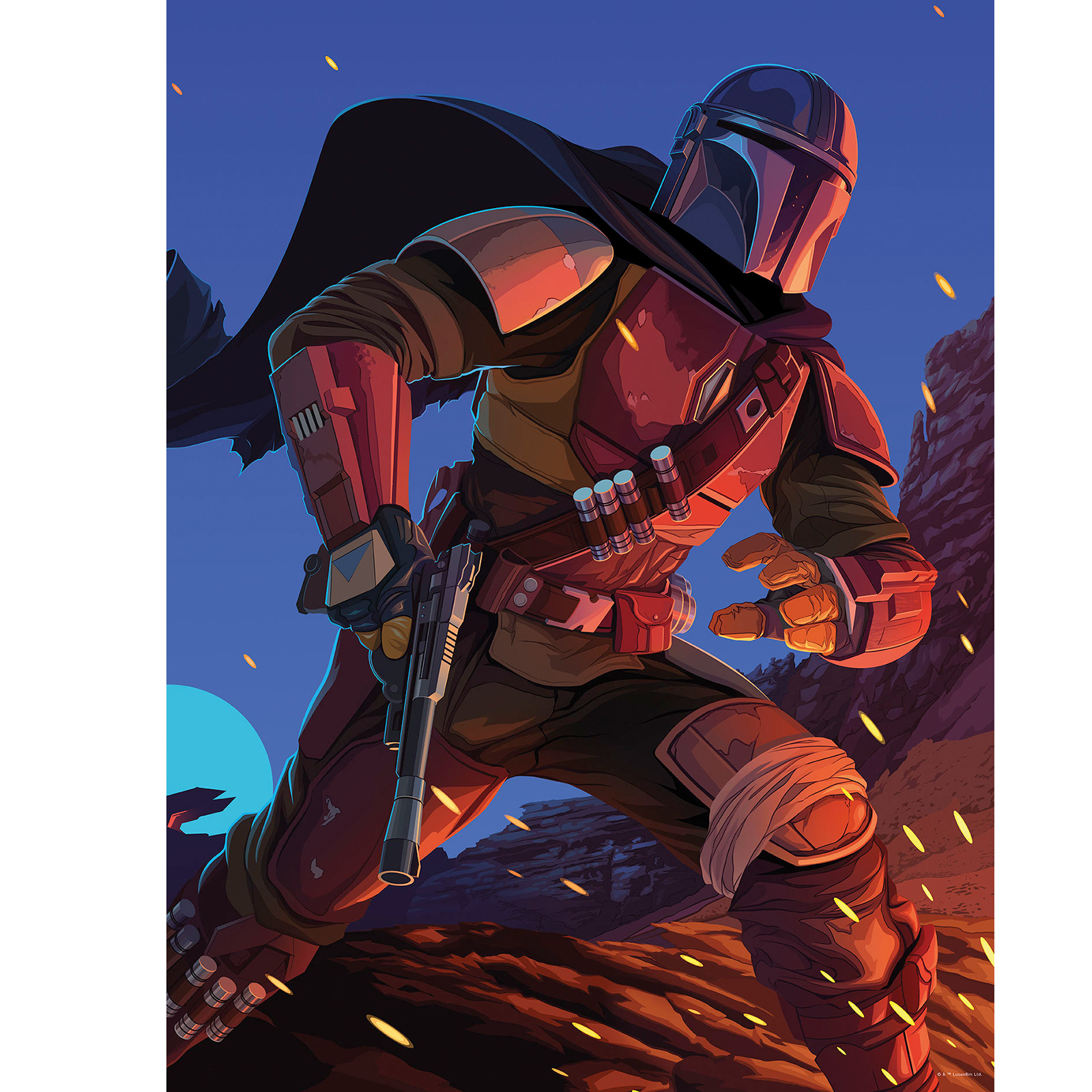 Wandbild MANDALORIAN AMBUSH - rot-blau - 50x70 cm