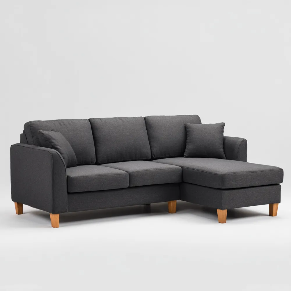 Ecksofa Stoffpolsterung 200x140x85 cm – Dunkelgrau – Modernes Design