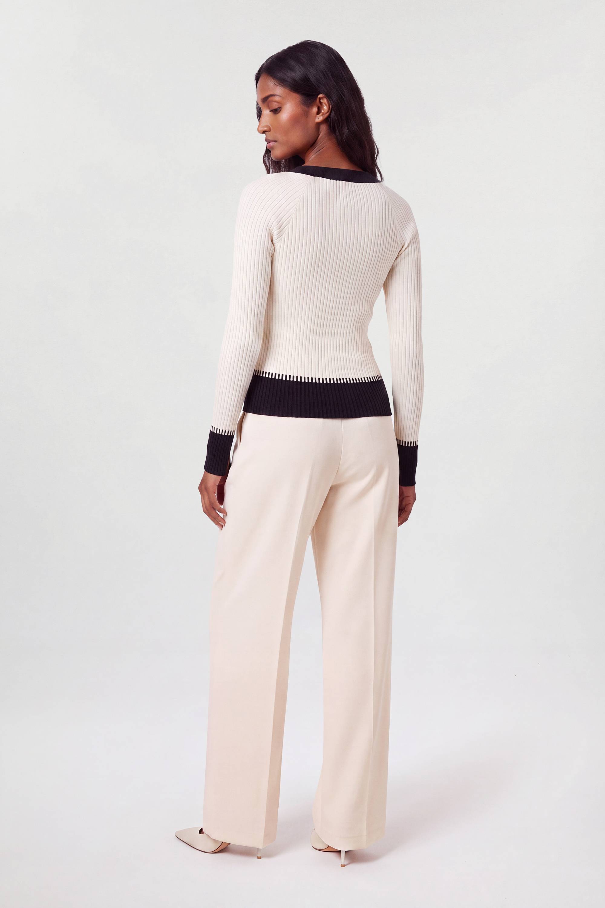 KarenMillen Haut En Maille Côtelée À Empiècements Contrastés
