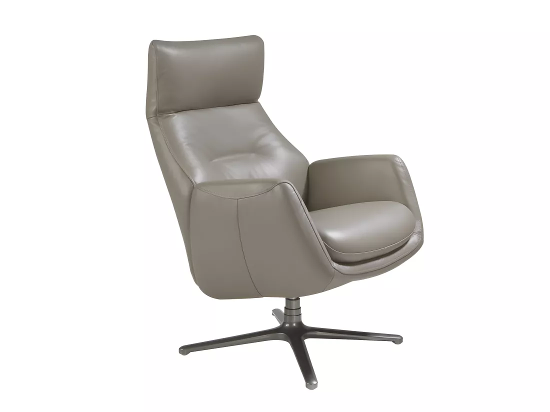 Fauteuil pivotant inclinable en cuir gris 5092 ANGEL CERDA