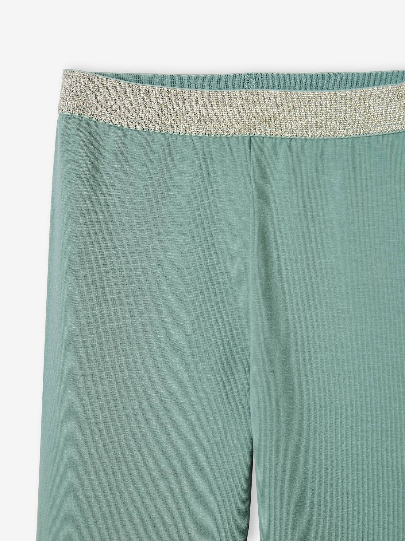 Leggings lisas, elásticas e iridescentes para meninas, cor pêssego.