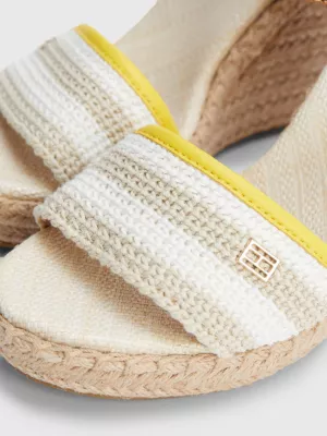 Sandálias espadrille de crochê com salto alto em plataforma