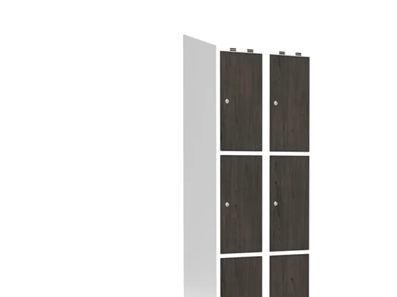 Garderobeskab 2x400 mm Lige tag 3-delt søjle Laminat dør Nocturne wood Cylinderlås