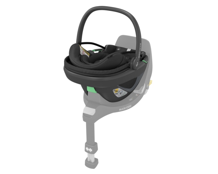 Coral 360 0 - 12 M  40 - 75 cm   0 - 12 kg    Intuitive FlexiSpin-Drehung mit nur einer Hand |    Der erste modulare Baby-Autositz |    Ultraleichtgewicht |    „Easy-in”-Gurt |