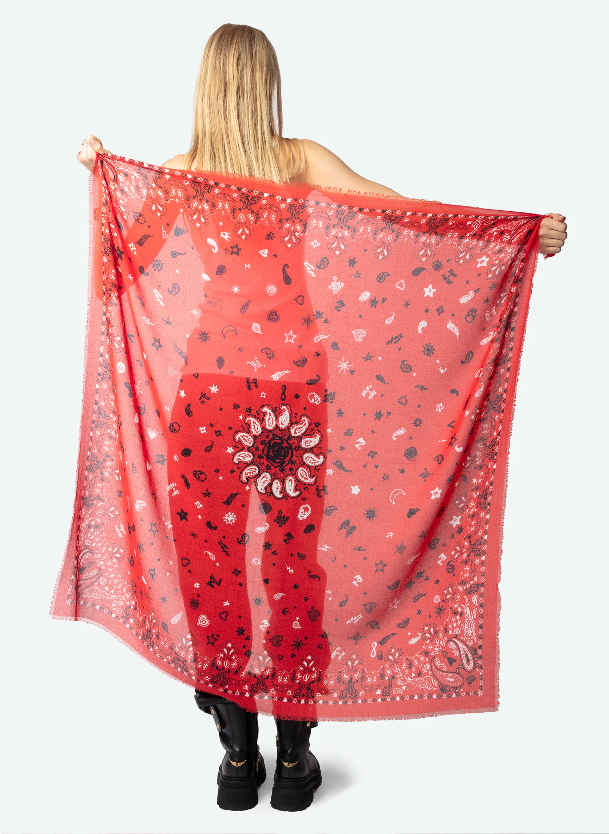MADDIE - Foulard carré en coton | Rouge