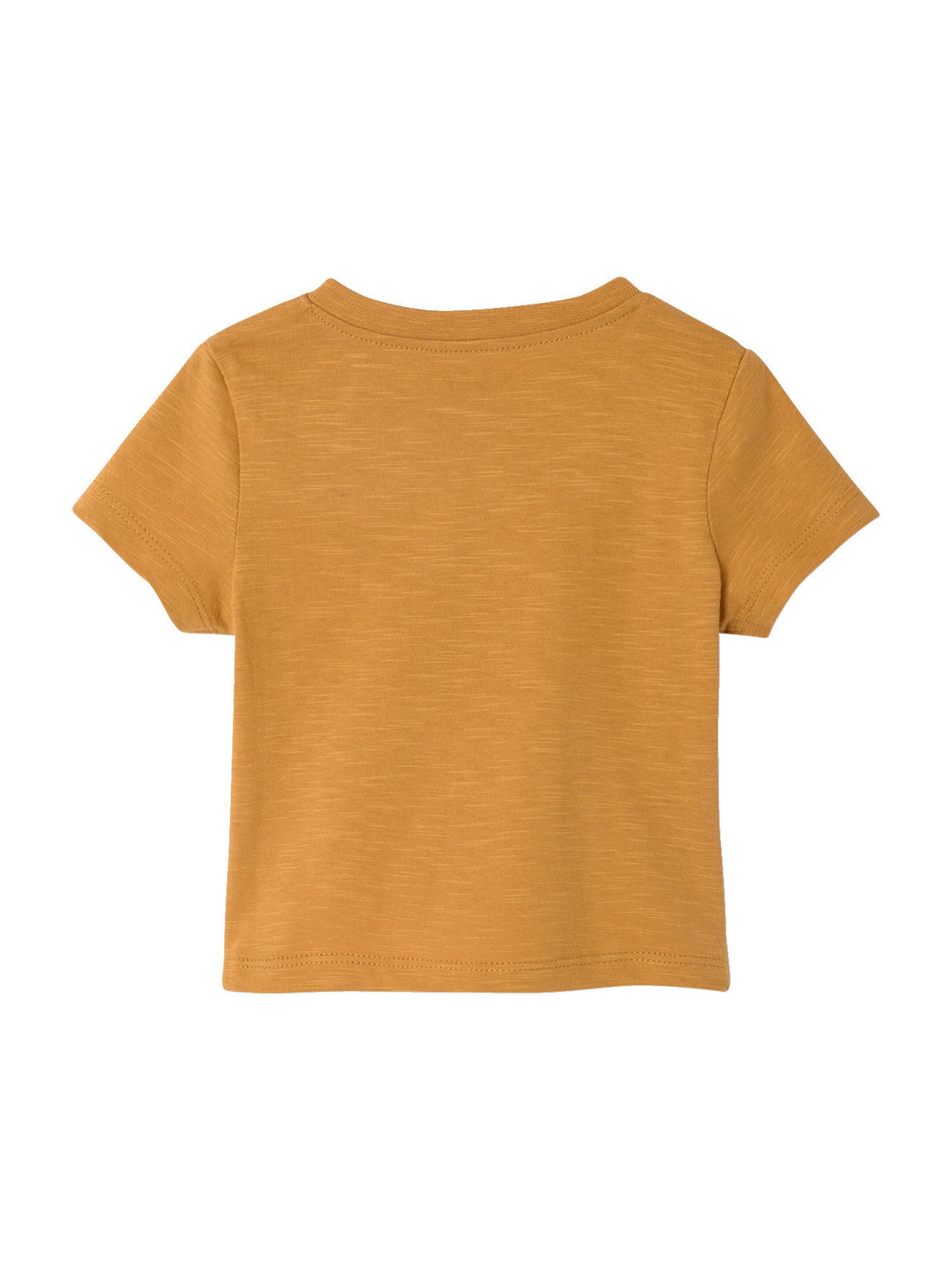 Vertbaudet Bio-Kollektion: Jungen Baby T-Shirt mit Print, Slub-Jersey ocker